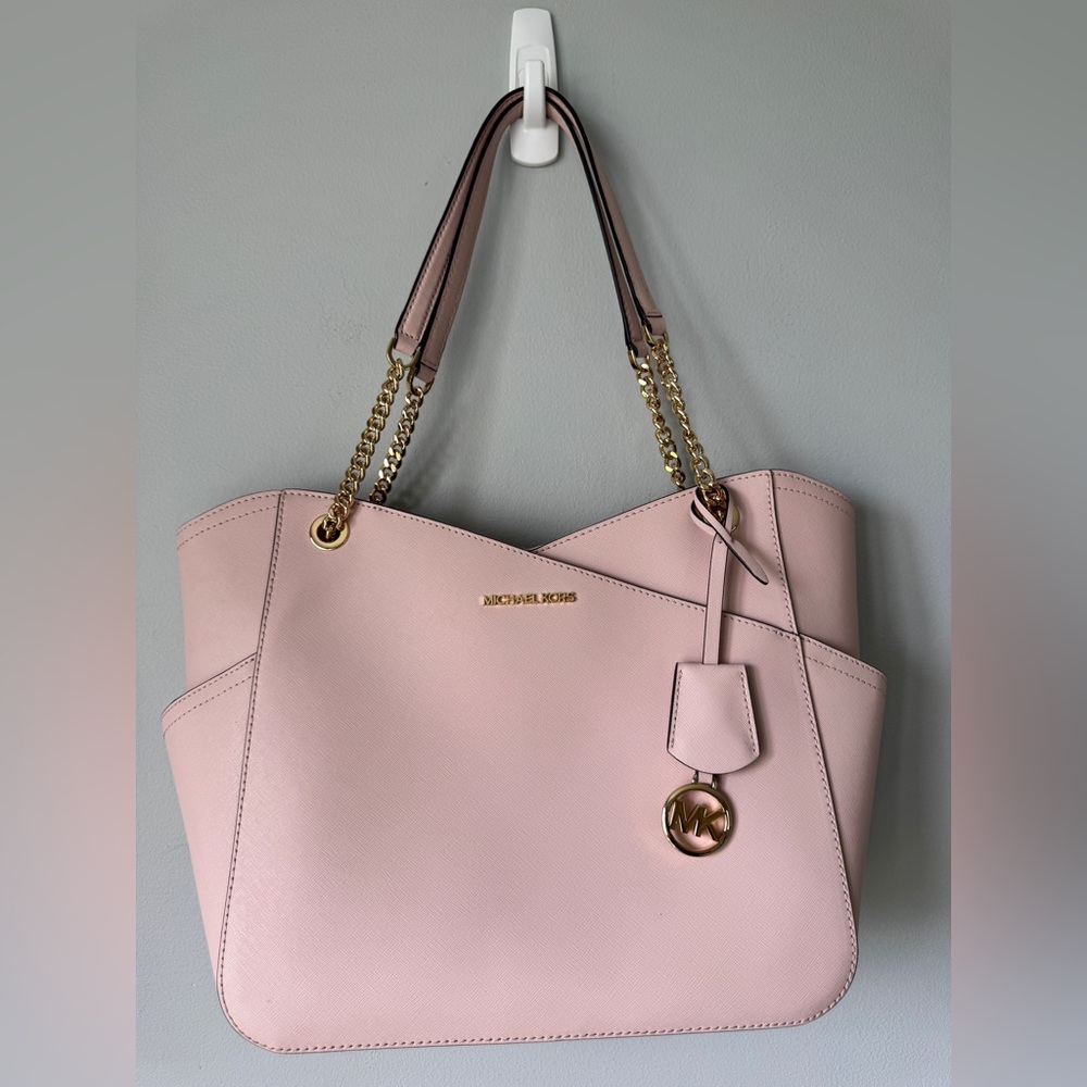 Michael Kors Blush Pink Saffiano Leather Tote with Gold Accents